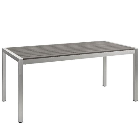 MODWAY Shore Outdoor Patio Aluminum Dining Table, Silver and Gray EEI-2251-SLV-GRY